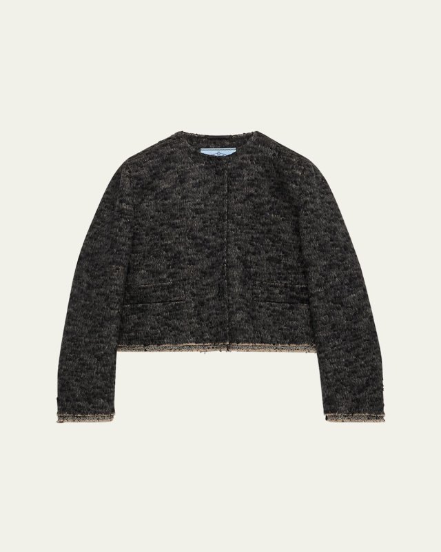 Tweed Double-Hem Single-Breasted Jacket